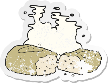 Bir insan tarafından çizilmiş karikatür ekmeğinin geriletilmiş yapıştırması.