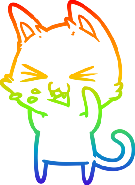 Gökkuşağı gradyan çizgi çizimi Bir insan tarafından çizilmiş bir çizgi kedi tıslama