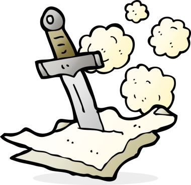 Karikatür hançeri bir insan tarafından çizilmiş.