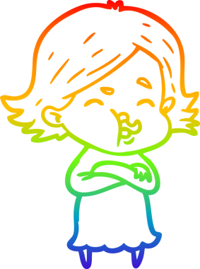 Gökkuşağı gradyan çizgi çizimi Bir insan tarafından çizilen bir kız karikatürü