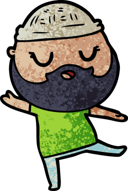 Bir insan tarafından çizilmiş sakallı sevimli bir çizgi film adamı.