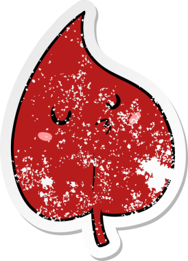 Bir insan tarafından çizilmiş bir sonbahar yaprağının sıkıntılı çıkartması.