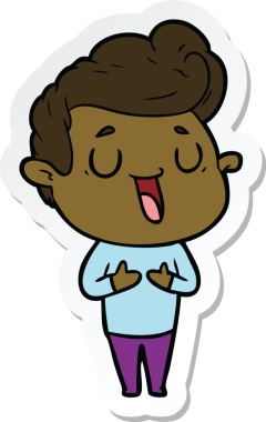 Bir insan tarafından çizilmiş mutlu bir çizgi film karakterinin çıkartması.