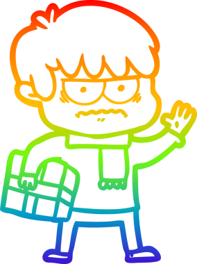 Gökkuşağı gradyan çizgi çizimi Bir insan tarafından çizilmiş bir çizgi film çocuğu