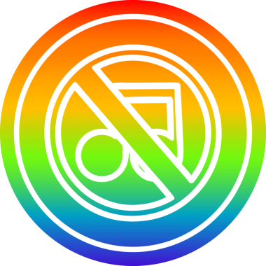 Bir insan tarafından çizilmiş gökkuşağı gradyanı olan müzik dairesel simgesi yok