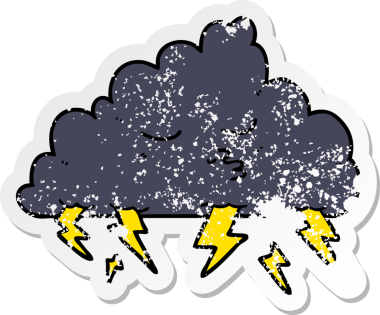 Bir insan tarafından çizilmiş karikatür fırtına bulutunun sıkıntılı çıkartması.