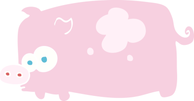 Bir insan tarafından çizilmiş domuzun düz renk çizimi