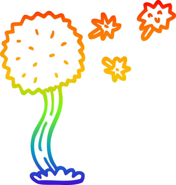 gökkuşağı gradyanı çizimi bir insan tarafından çizilmiş karahindiba üfleme