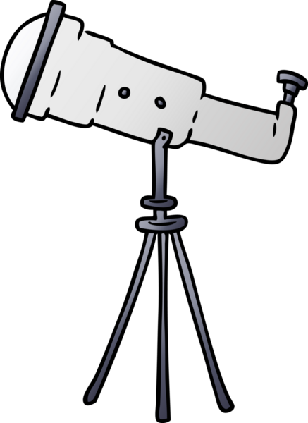 Bir insan tarafından çizilmiş büyük bir teleskobun gradyan karikatürü.