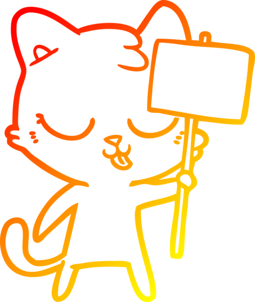 Bir insan tarafından çizilmiş çizgi film kedisinin sıcak çizgi çizimi