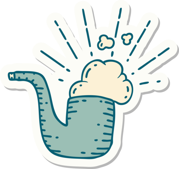 Bir insan tarafından çizilmiş dövme stili sigara piposu.