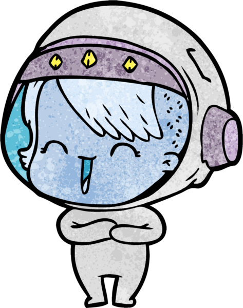 Bir insan tarafından çizilmiş gülen astronot kız.
