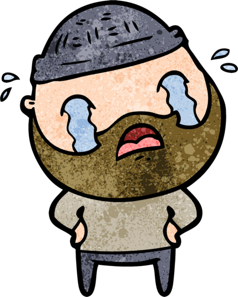 Çizgi film sakallı adam bir insan tarafından çizilmiş ağlıyor.