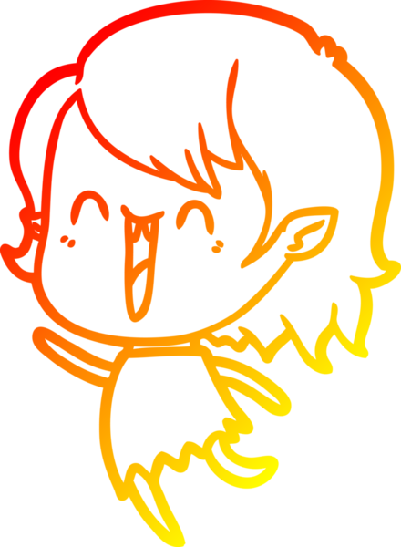 Bir insan tarafından çizilmiş sevimli, mutlu bir vampir kızın çizgi çizimi.