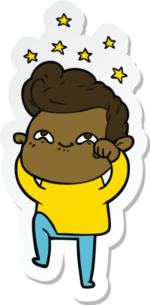 Bir insan tarafından çizilmiş heyecanlı bir adamın çıkartması.