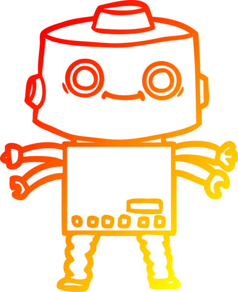 Bir insan tarafından çizilen çizgi film robotunun sıcak çizgi çizimi