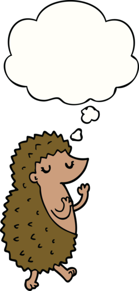 Bir insan tarafından çizilmiş düşünce baloncuklu kirpi.