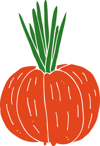 Bir insan tarafından çizilmiş düz renkli sebze karikatürü