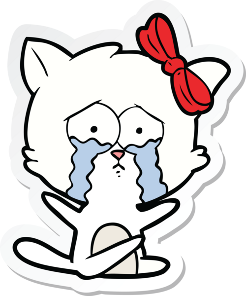 Bir insan tarafından çizilmiş çizgi film kedisinin çıkartması.