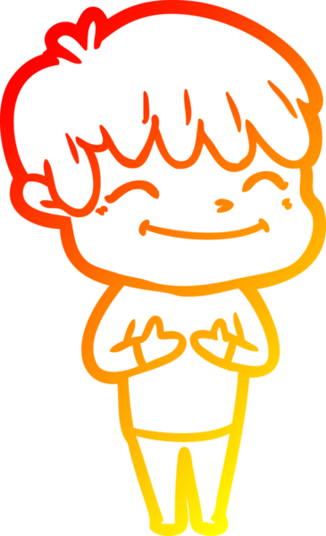 Bir insan tarafından çizilen mutlu bir çocuğun sıcak çizgi çizimi.