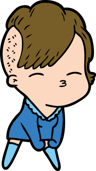 Bir insan tarafından çizilmiş şaşı çizgi film kızı.