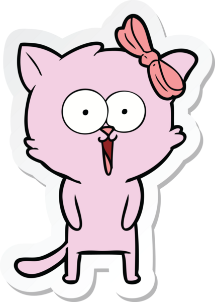 Bir insan tarafından çizilmiş çizgi film kedisinin çıkartması.