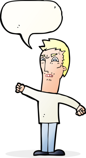 Bir insan tarafından çizilmiş konuşma baloncuğuyla rahatsız bir adam.