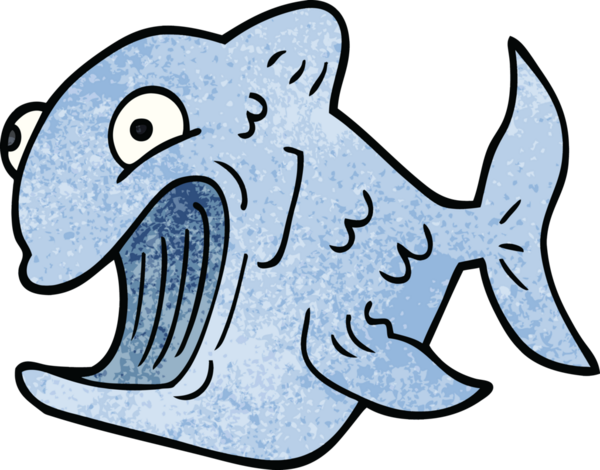 Bir insan tarafından çizilmiş komik karikatür balığı.