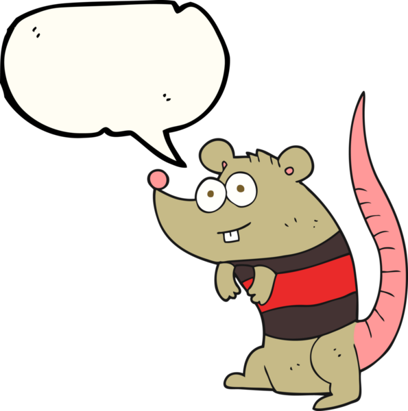 Bir insan tarafından çizilmiş serbest konuşma balonu çizgi film faresi.