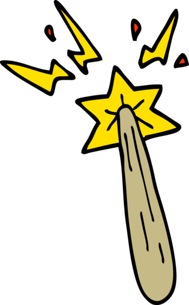 Bir insan tarafından çizilmiş sihirli değnek.