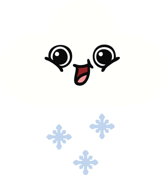 Bir insan tarafından çizilmiş bir kar bulutunun düz renkli retro karikatürü