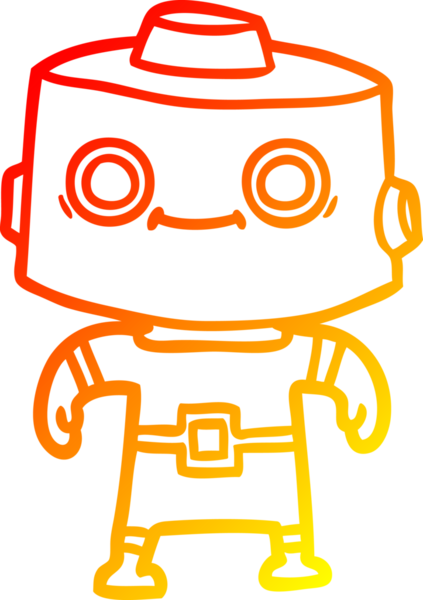 Bir insan tarafından çizilen çizgi film robotunun sıcak çizgi çizimi