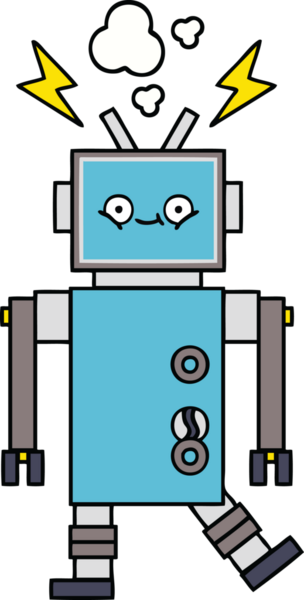 Bir insan tarafından çizilmiş dans eden bir robot çizimi.