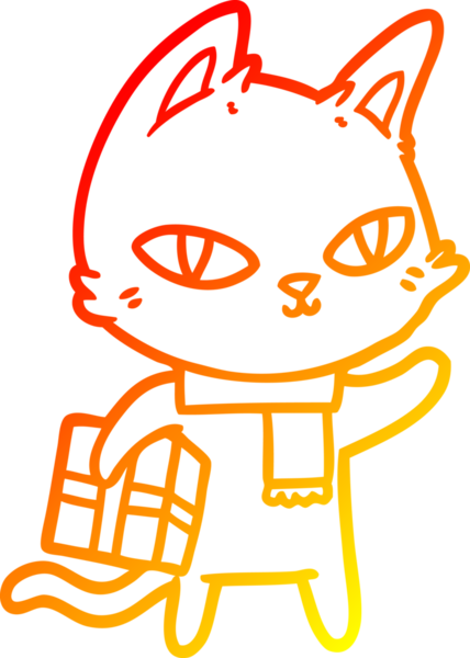 Bir insan tarafından çizilmiş bir çizgi film kedisinin sıcak çizgi çizimi