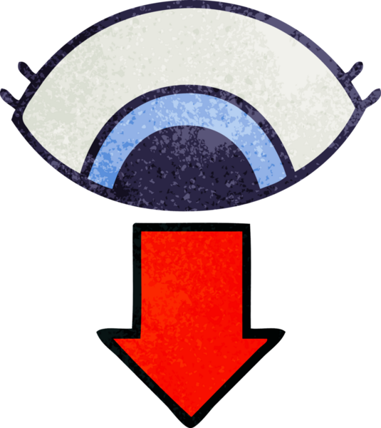 Bir insan tarafından çizilmiş eski grunge desenli bir göz karikatürü.