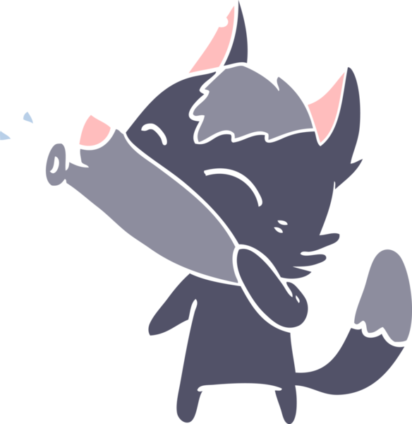 Uluyan Kurt düz renkli çizgi film bir insan tarafından çizildi.