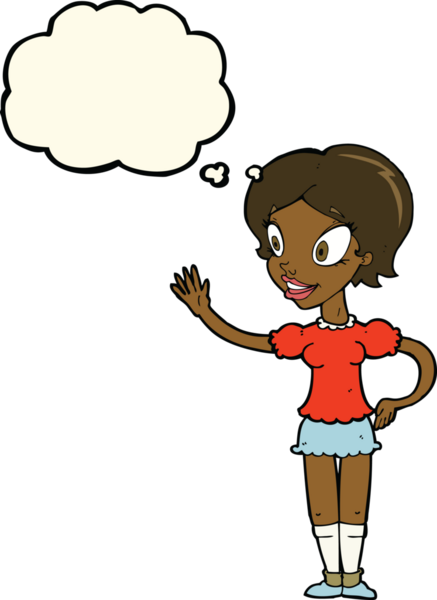 Bir insan tarafından çizilmiş düşünce balonlu bir kadın.