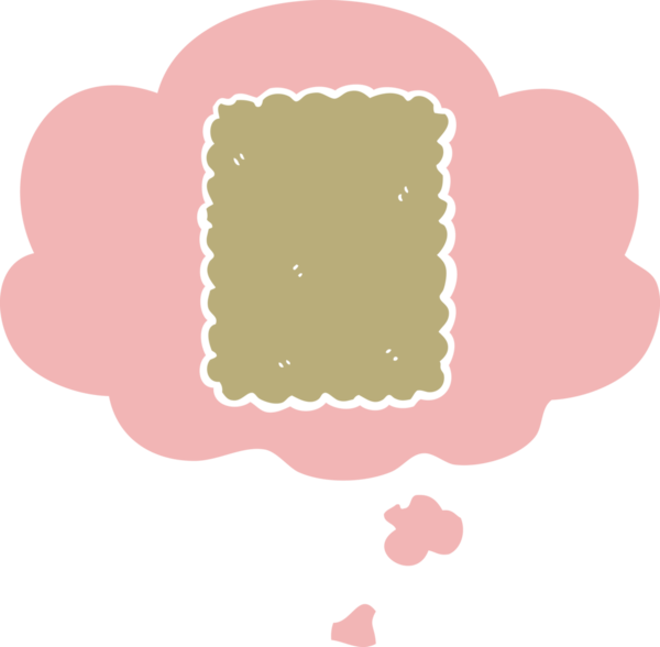 Düşünce baloncuklu çizgi film bisküvisi insan tarafından çizilmiş.