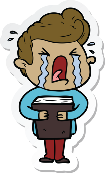 Bir insan tarafından çizilmiş ağlayan bir karikatür çıkartması.