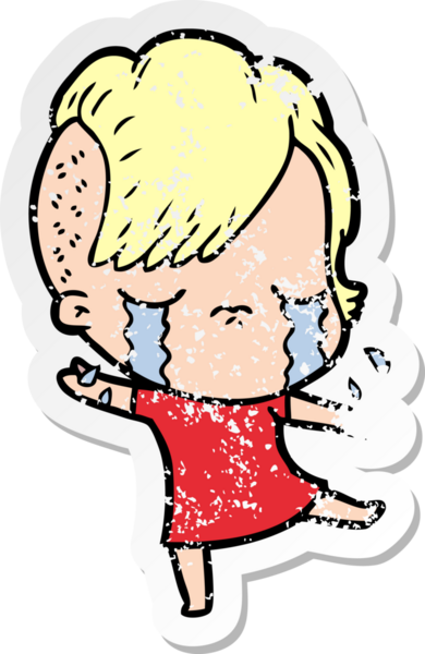 Bir insan tarafından çizilmiş ağlayan bir karikatür çıkartması.