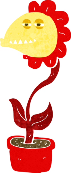 Bir insan tarafından çizilmiş karikatür canavar çiçeği.