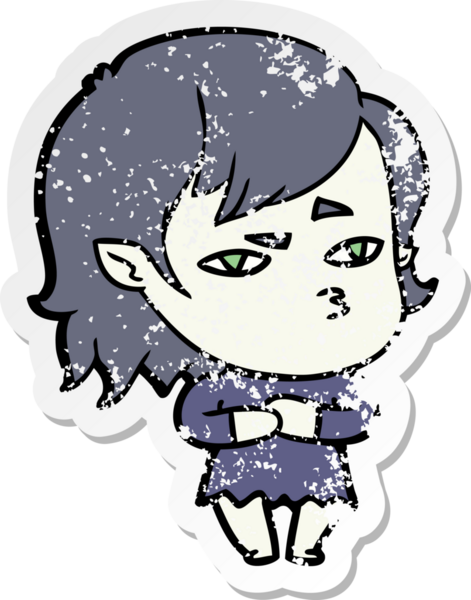 Bir insan tarafından çizilmiş vampir bir kızın sıkıntılı çıkartması.