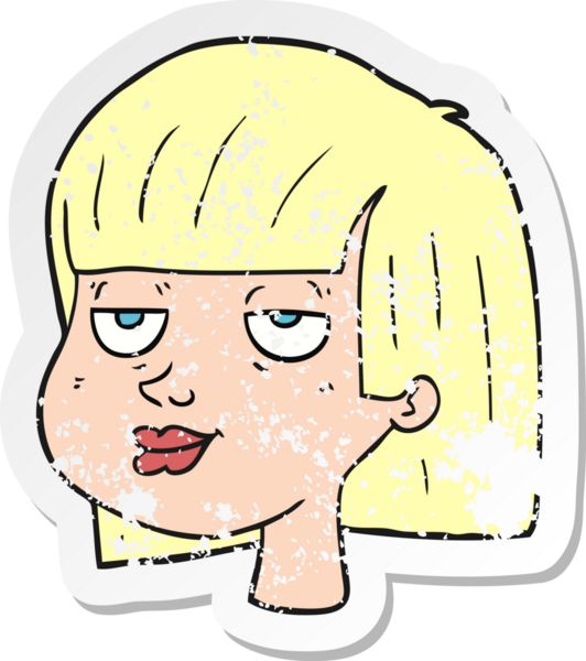 Bir insan tarafından çizilmiş bir karikatür kadın yüzünün gerilimli yapıştırması.