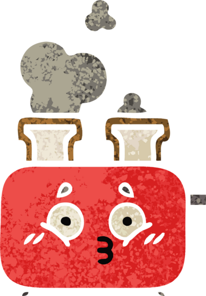 Bir insan tarafından çizilmiş bir tost makinesinin retro çizim stili karikatürü