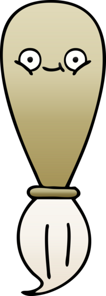 Bir insan tarafından çizilmiş bir boya fırçasının gölgeli karikatürü