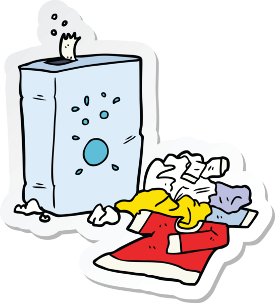 Bir insan tarafından çizilmiş yıkama tozu ve çamaşır etiketi.