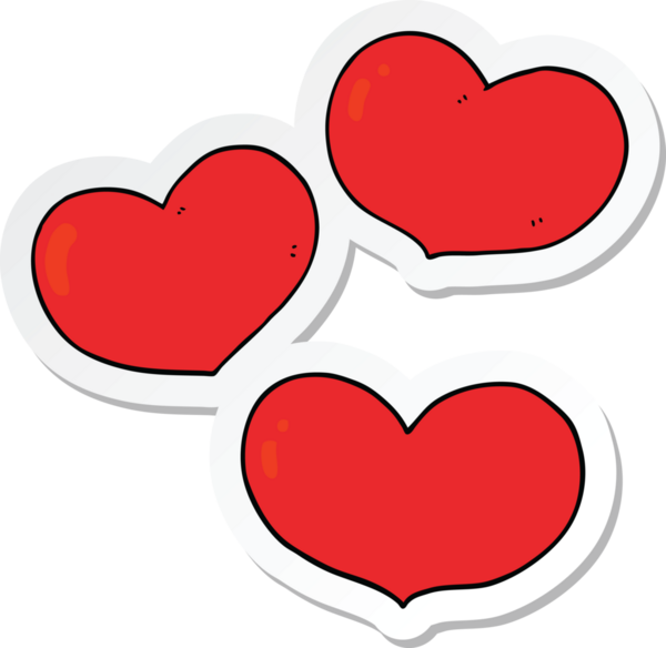 Bir insan tarafından çizilmiş aşk kalplerinin çıkartması.