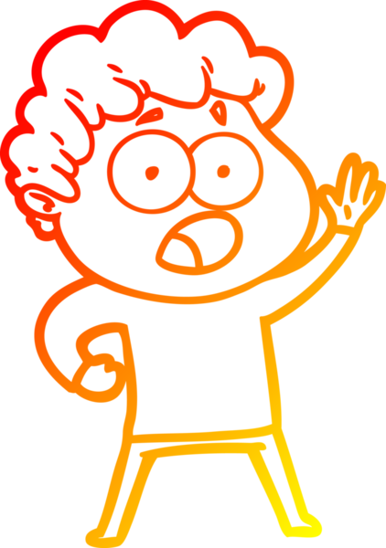 Bir insan tarafından şaşırtılarak çizilen çizgi film karakterinin sıcak çizgi çizimi.