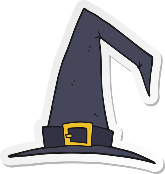 Bir insan tarafından çizilmiş bir cadı şapkasının çıkartması.