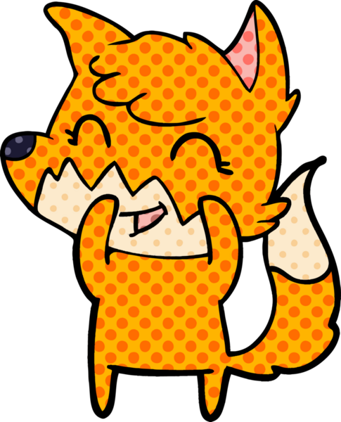 Bir insan tarafından çizilmiş mutlu çizgi film tilkisi.